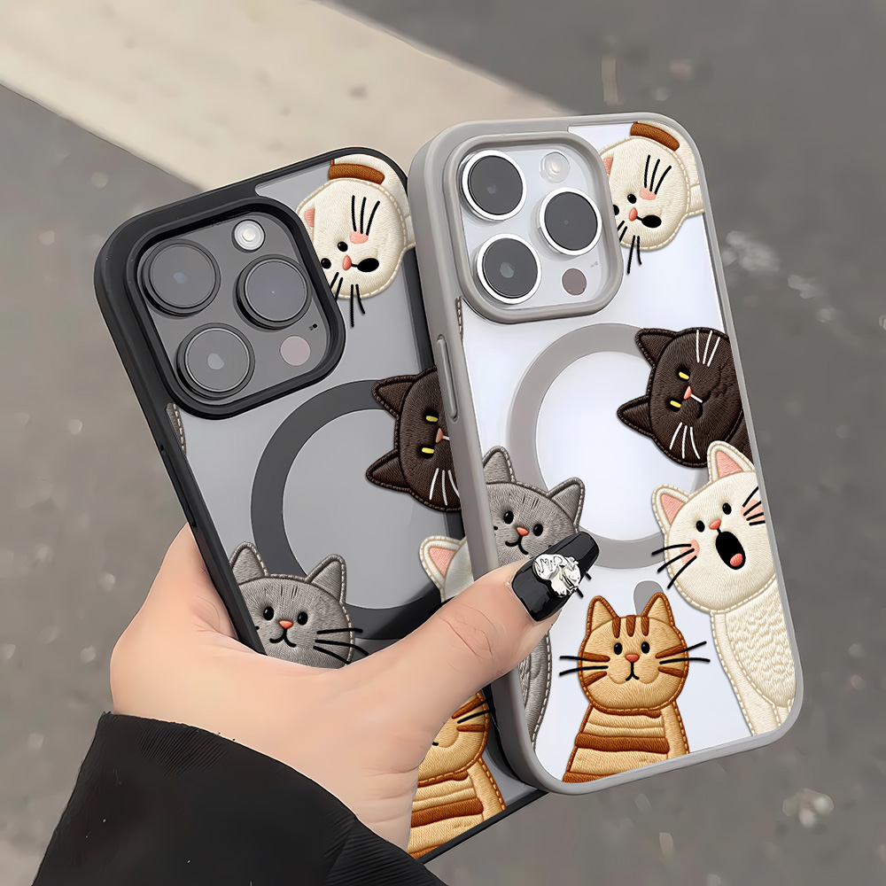 Cute Faux Embroidery Cat Phone - Apple Iphone 15 ulasan dan harga