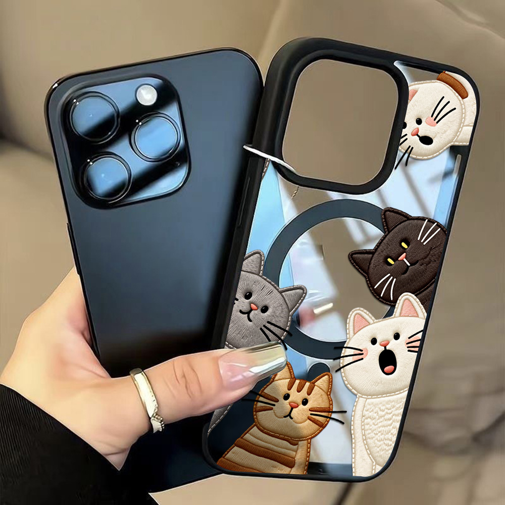 Cute Faux Embroidery Cat Phone - Apple Iphone 15 ulasan dan harga